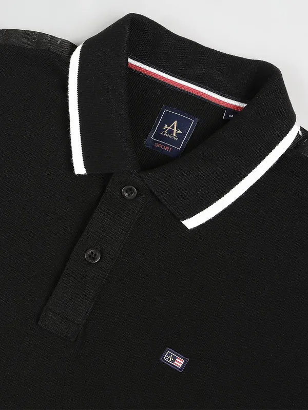 Arrow cotton casual black t shirt
