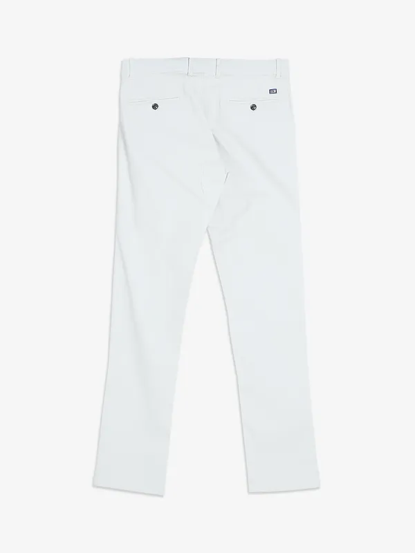 Arrow cotton white solid trouser