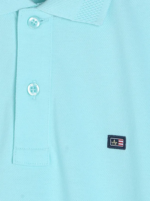 Arrow cotton plain aqua t shirt