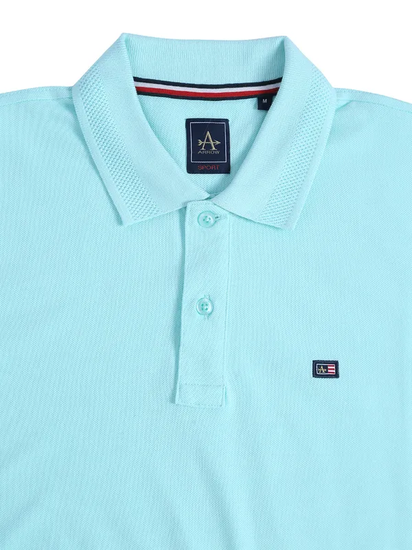 Arrow cotton plain aqua t shirt