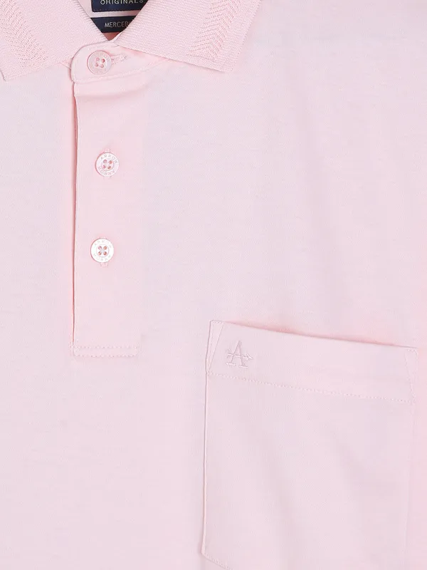 Arrow cotton plain light pink polo t shirt