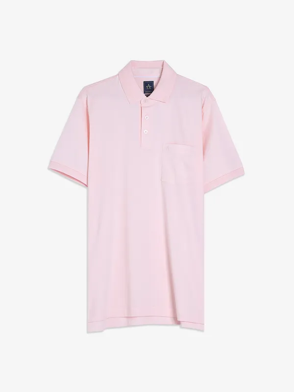 Arrow cotton plain light pink polo t shirt