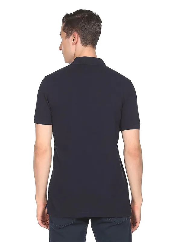 Arrow cotton slim fit plain black t shirt