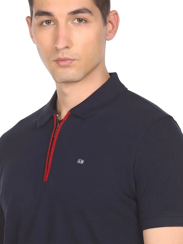 Arrow cotton slim fit plain black t shirt