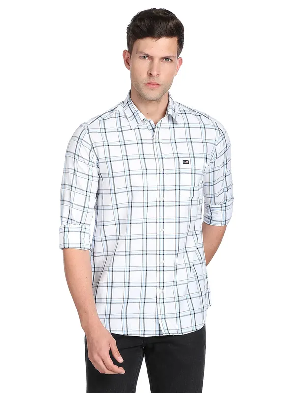 Arrow cotton white checks casual shirt