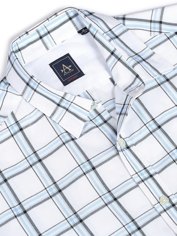 Arrow cotton white checks casual shirt