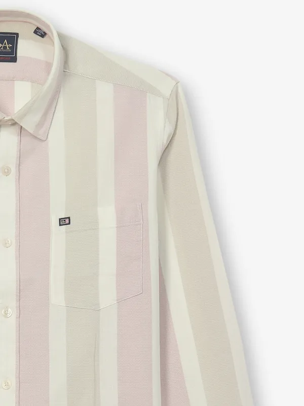 ARROW cream and pink striped casual shirt