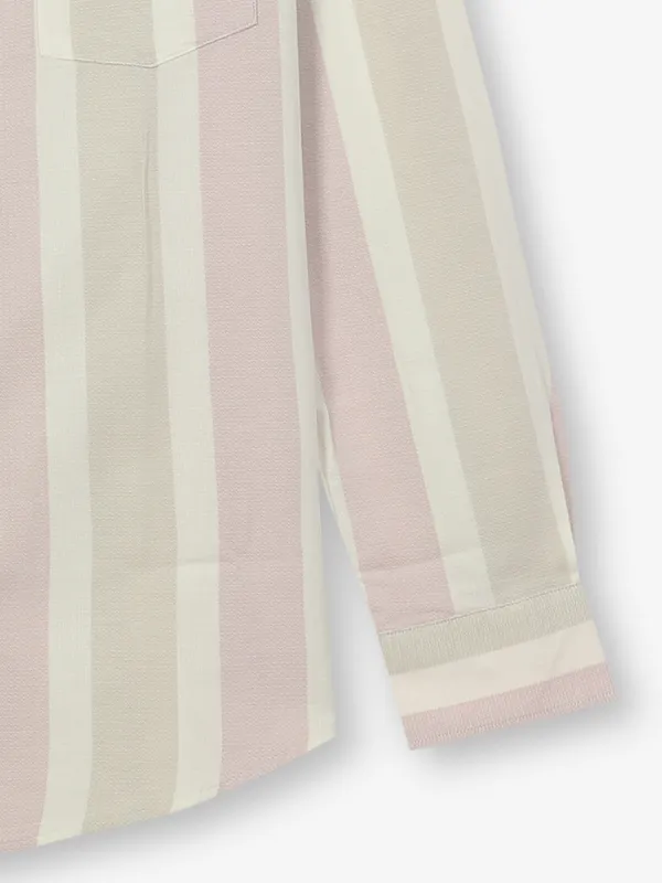 ARROW cream and pink striped casual shirt