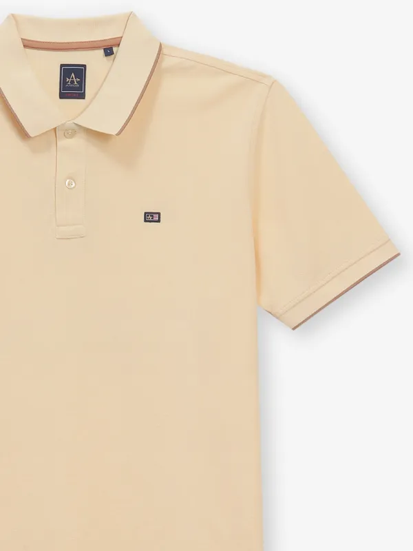 ARROW cream plain cotton polo t-shirt