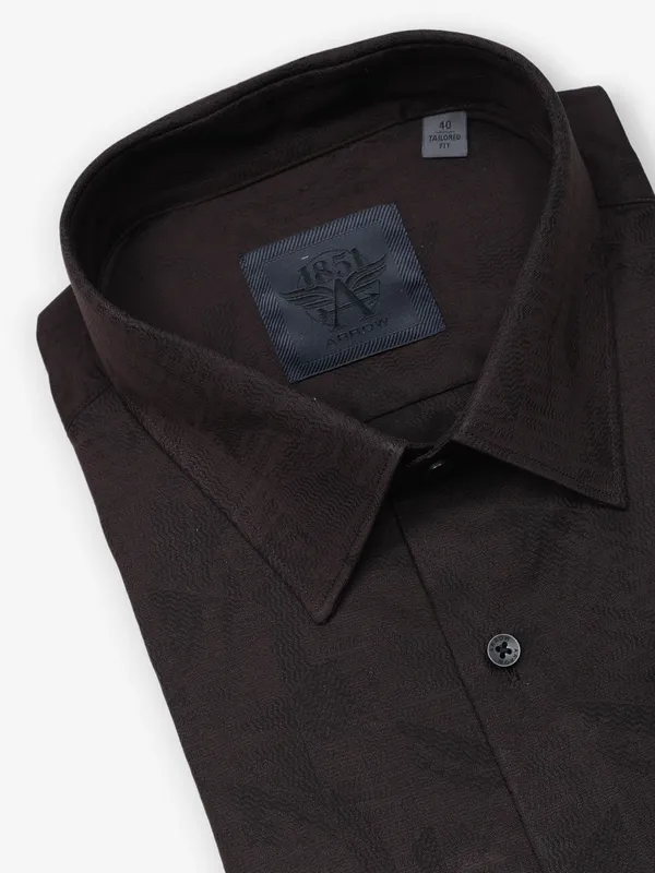 ARROW dark brown printed tailored fit shirt