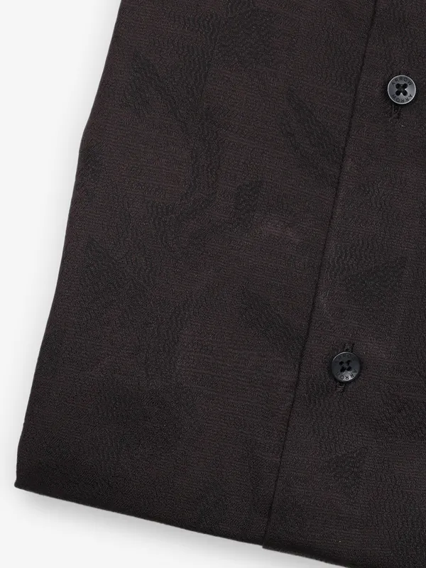 ARROW dark brown printed tailored fit shirt