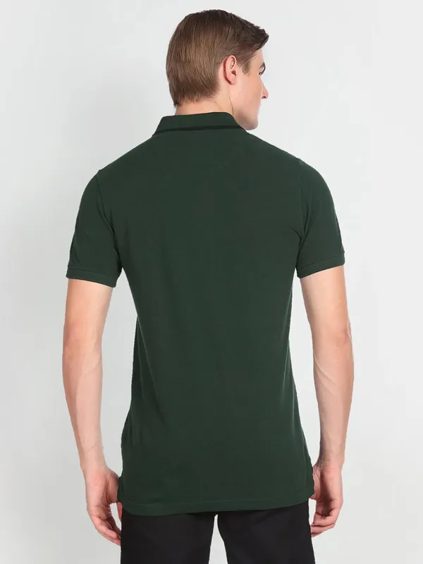 Arrow dark green casual cotton polo t shirt