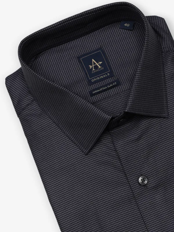 ARROW dark grey textred cotton shirt
