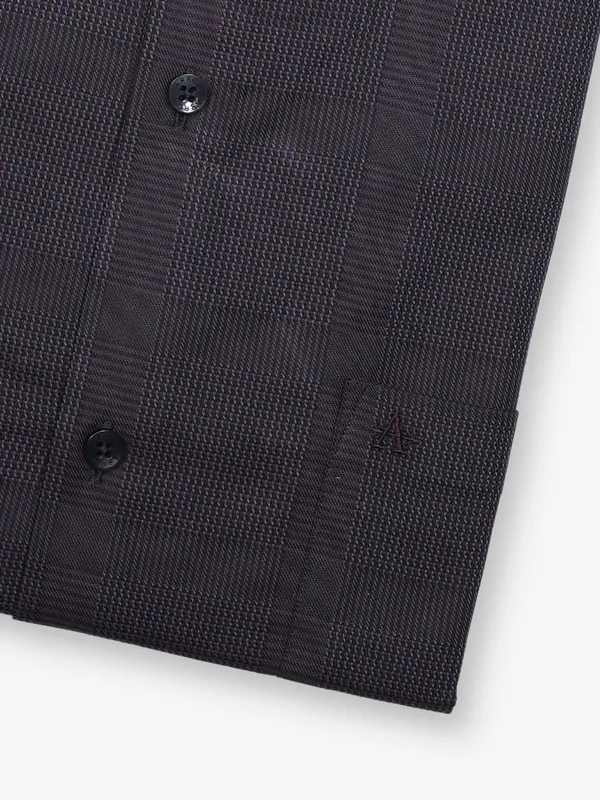 ARROW dark purple checks cotton shirt