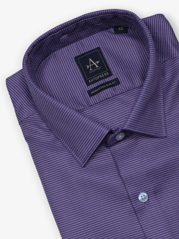ARROW dark purple cotton textured shirt
