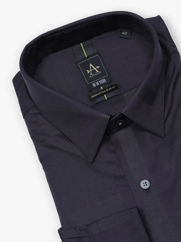 ARROW dark purple printed cotton shirt