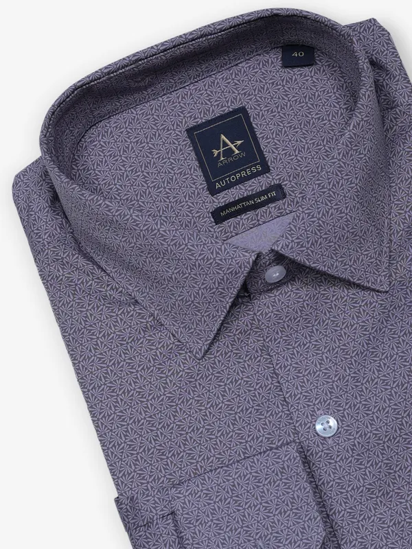 ARROW dark purple printed cotton shirt for men