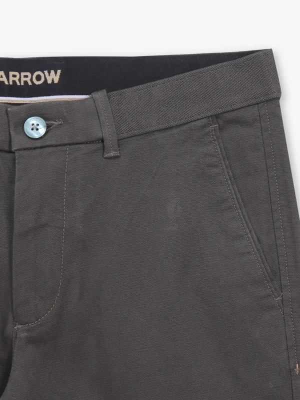 ARROW deep olive solid cotton trouser