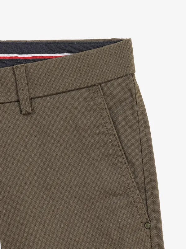 ARROW green cotton solid trouser
