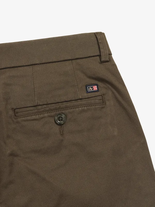 ARROW green cotton solid trouser