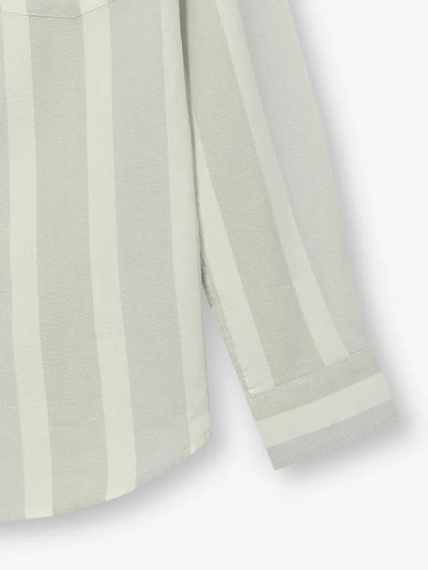 ARROW green striped casual wear shirt