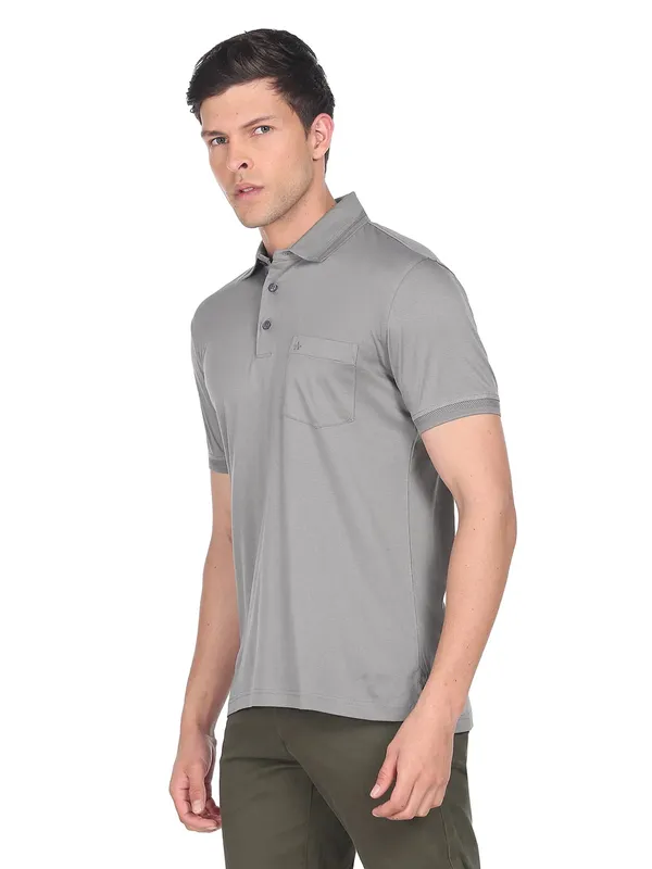 Arrow grey cotton polo neck t shirt
