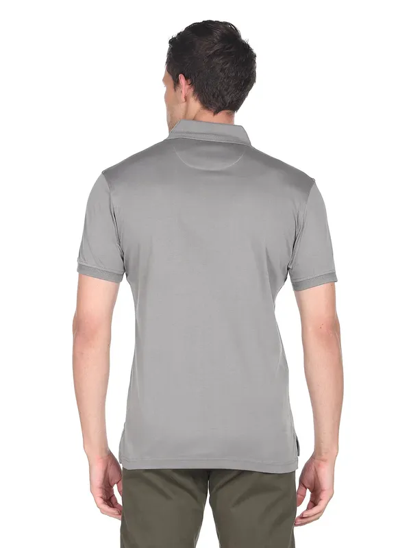 Arrow grey cotton polo neck t shirt