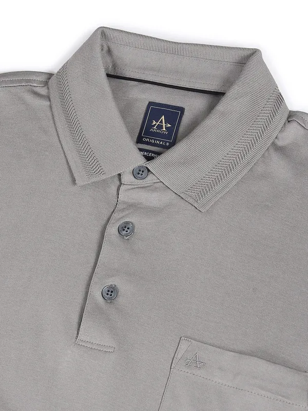 Arrow grey cotton polo neck t shirt