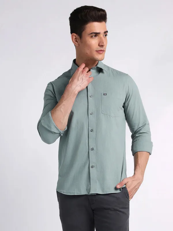 Arrow grey plain cotton shirt