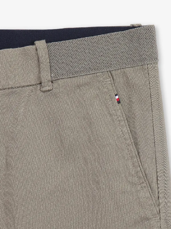 ARROW khaki solid cotton slim fit trouser