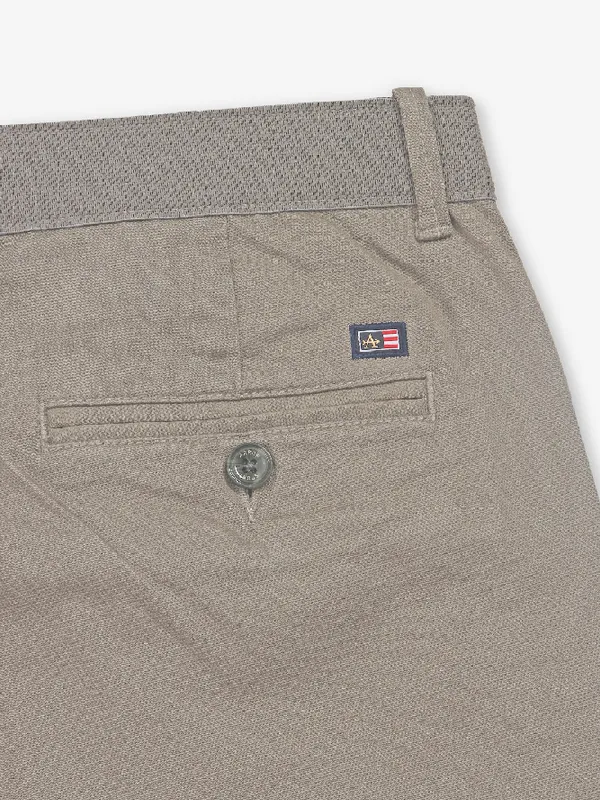 ARROW khaki solid cotton slim fit trouser