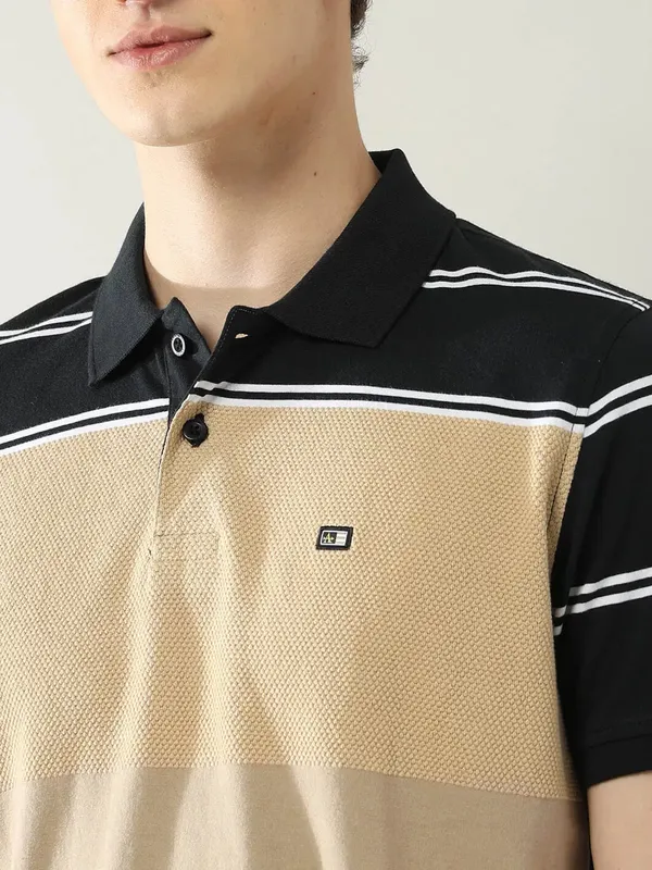 ARROW light brown printed mens polo t-shirt