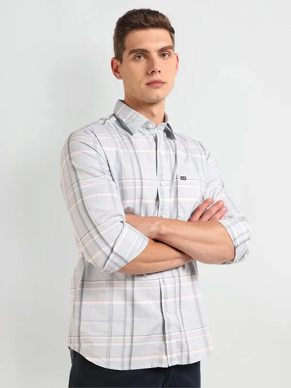 Arrow light grey checks shirt