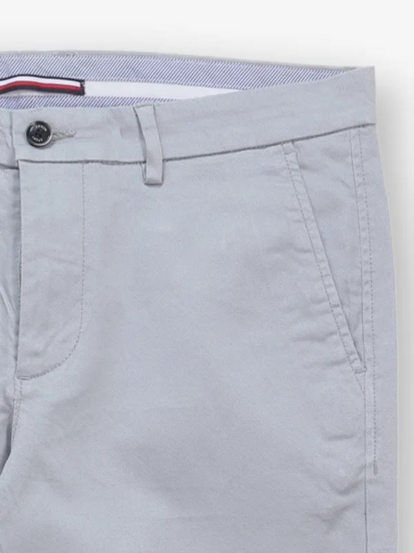 ARROW light grey solid cotton trouser