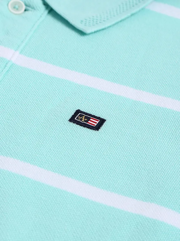 Arrow sea green cotton stripe t shirt