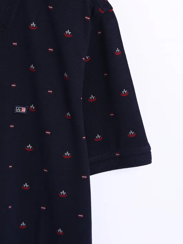 Arrow navy printed cotton t shirt
