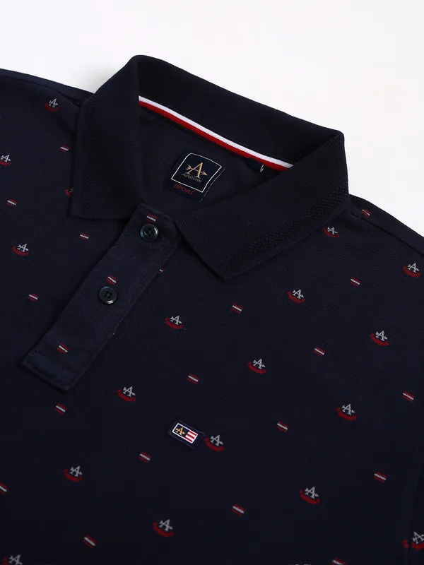 Arrow navy printed cotton t shirt
