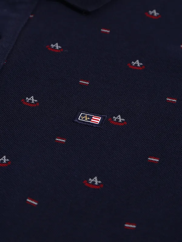 Arrow navy printed cotton t shirt