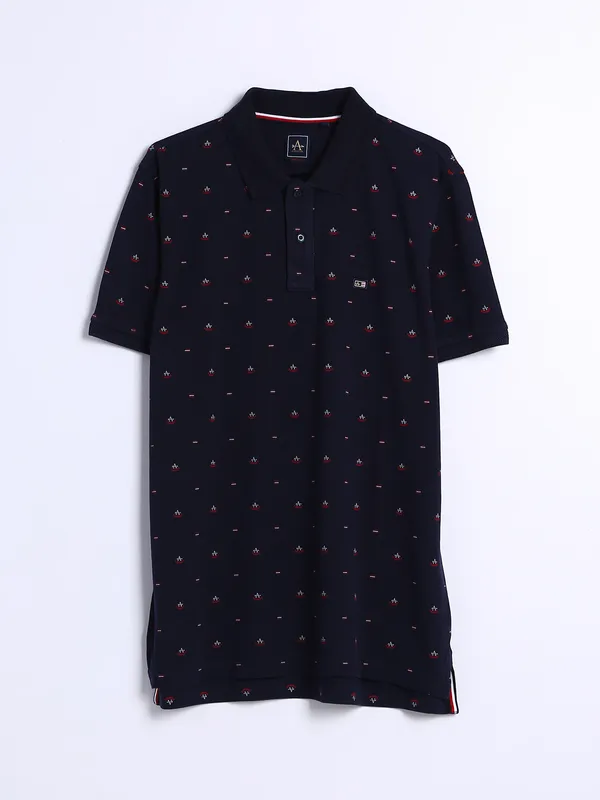 Arrow navy printed cotton t shirt