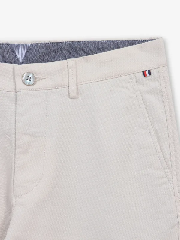 ARROW off-white solid cotton trouser