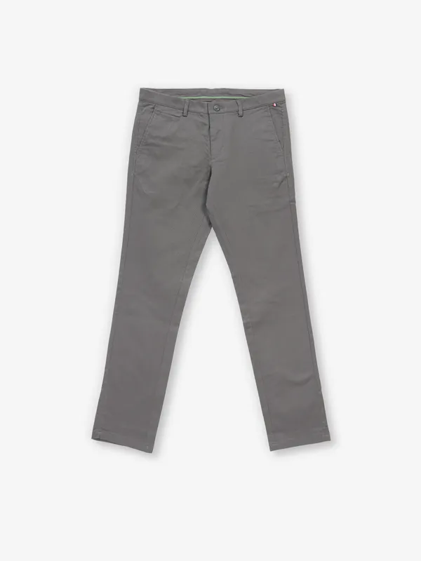 ARROW olive solid cotton trouser
