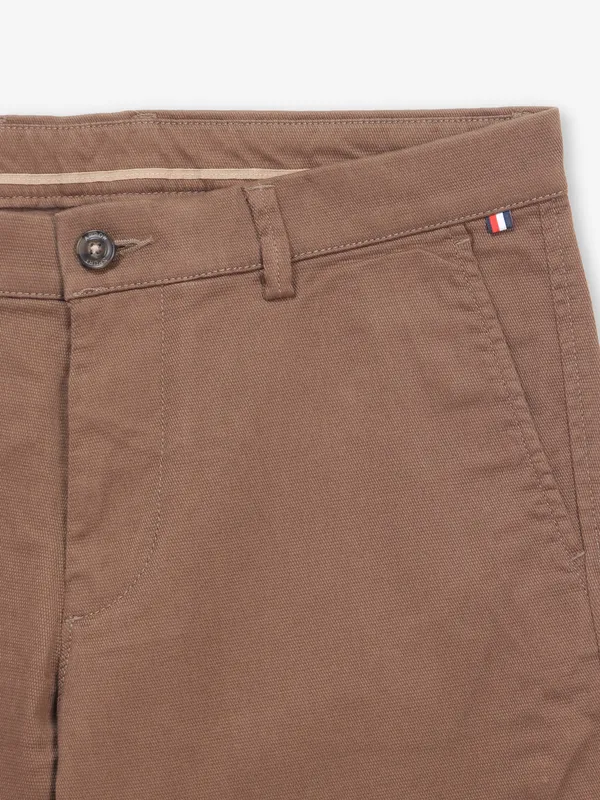 ARROW pastel brown solid cotton trouser