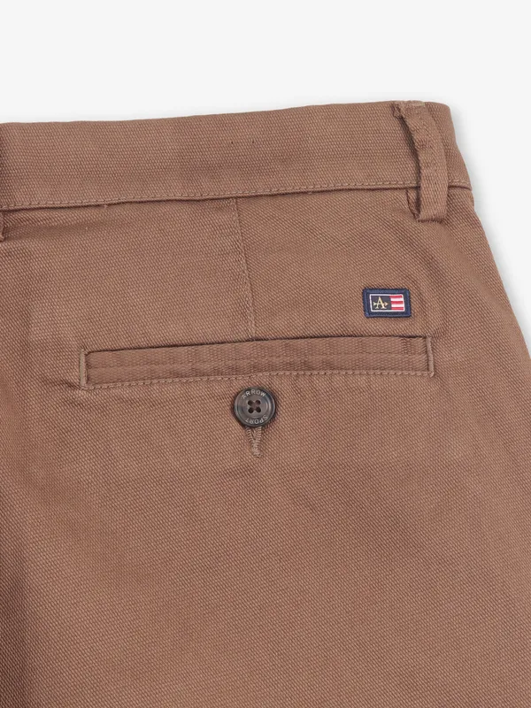 ARROW pastel brown solid cotton trouser