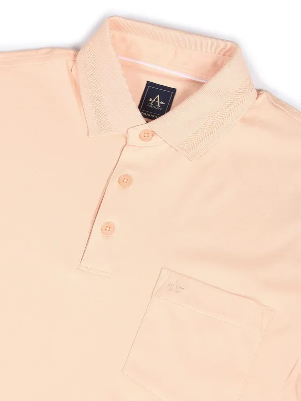 Arrow peach cotton plain t shirt