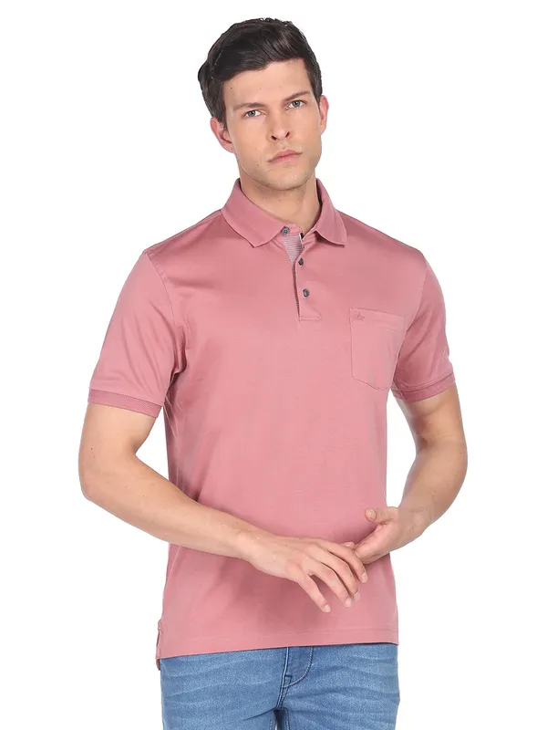 Arrow pink color cotton plain t shirt