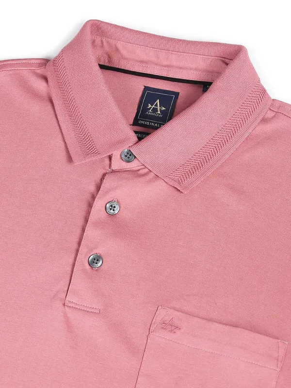 Arrow pink color cotton plain t shirt