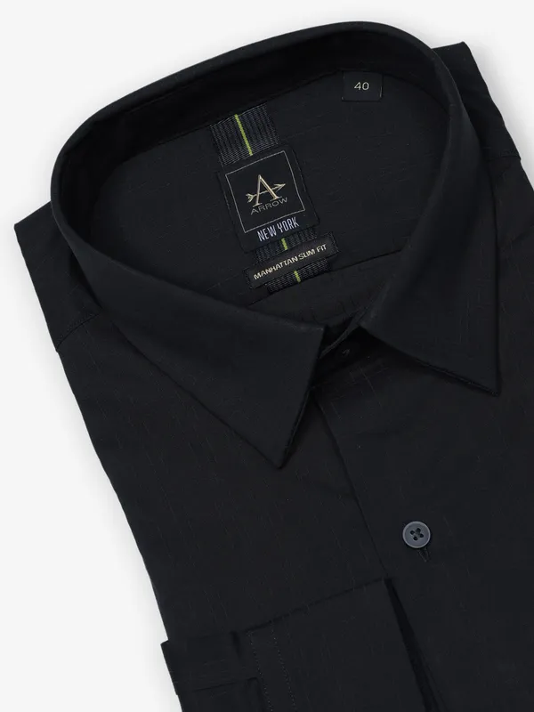 ARROW plain black cotton shirt