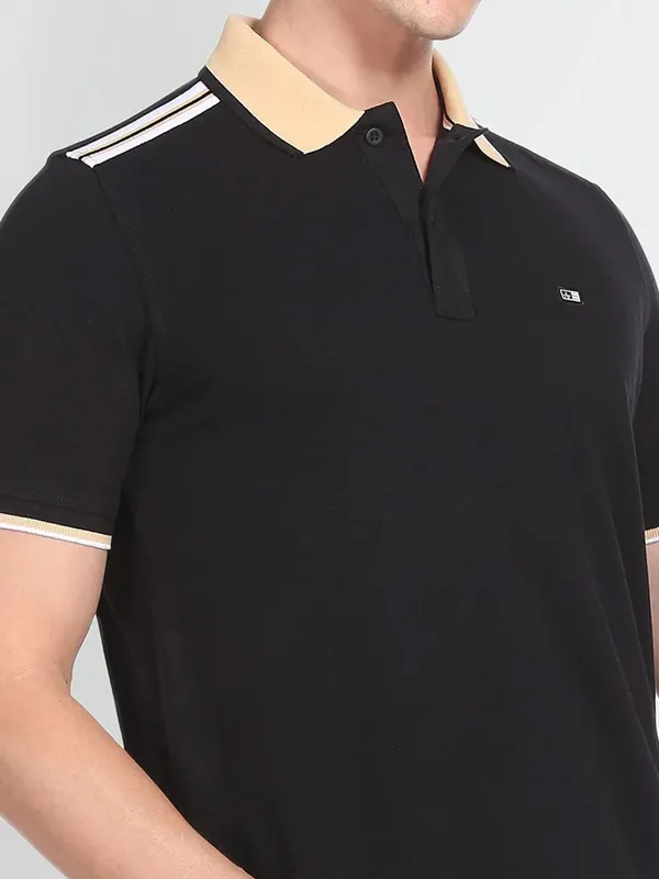 Arrow plain black cotton t shirt