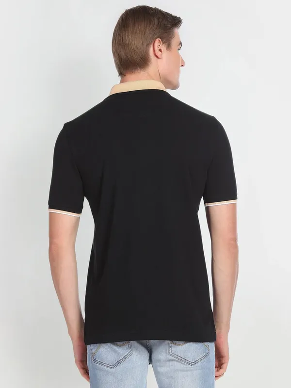 Arrow plain black cotton t shirt