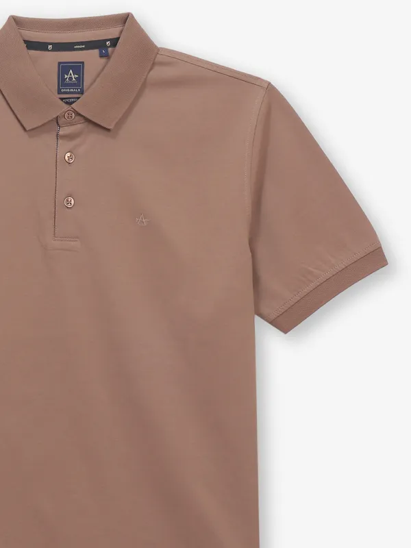 ARROW plain brown cotton polo t-shirt
